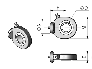 Rotule à visser pour vérin hydraulique - TAPRCE620 - Transhydro
